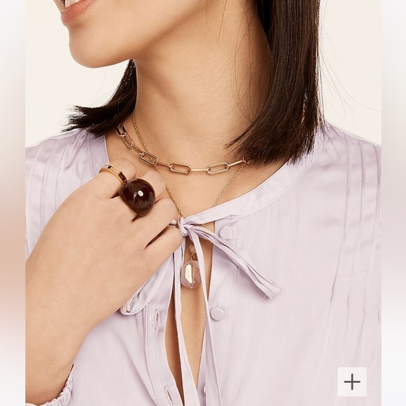 J Crew Featherweight Satin Tie Neck Top - Picture 8 of 9